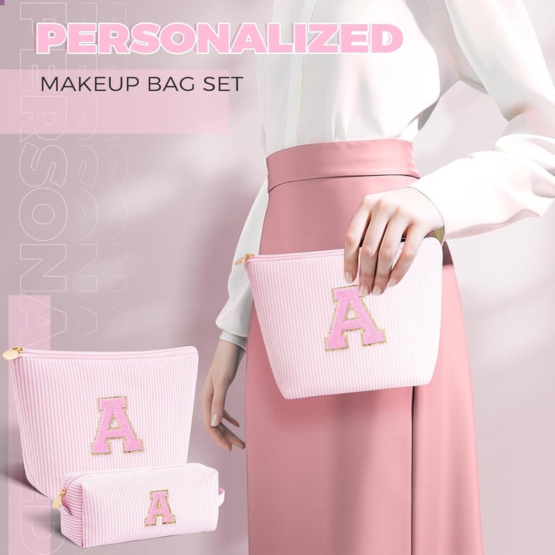 Btffitting Birthday Christmas Gifts for 10 11 12 13 14 15 16 17 18 Years Old Girl,Stocking Stuffers Makeup Bag Cosmetic Bag Set,Teen Girls Teacher Gift Trendy Stuff Toiletry Bag for Women - Pink,A - Image 3
